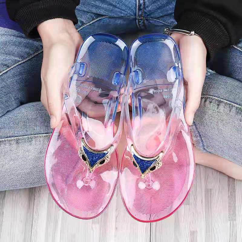 Korean fashion crystal anti slip flip flop beach sandals
