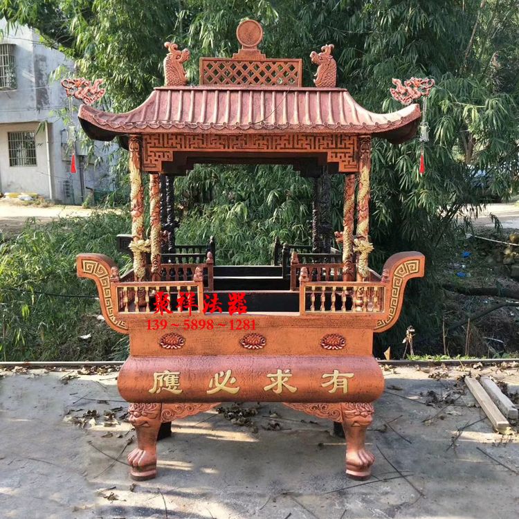 厂家直销寺庙大型香炉铸铁长方形四龙柱香炉寺院道观祠堂公墓香炉【1
