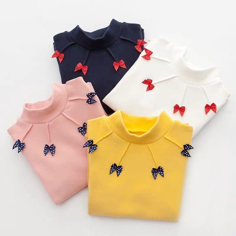Girl's bottoming shirt with plush warmth for autumn and winter 2020 foreign style thickened long sleeve T-shirt for children