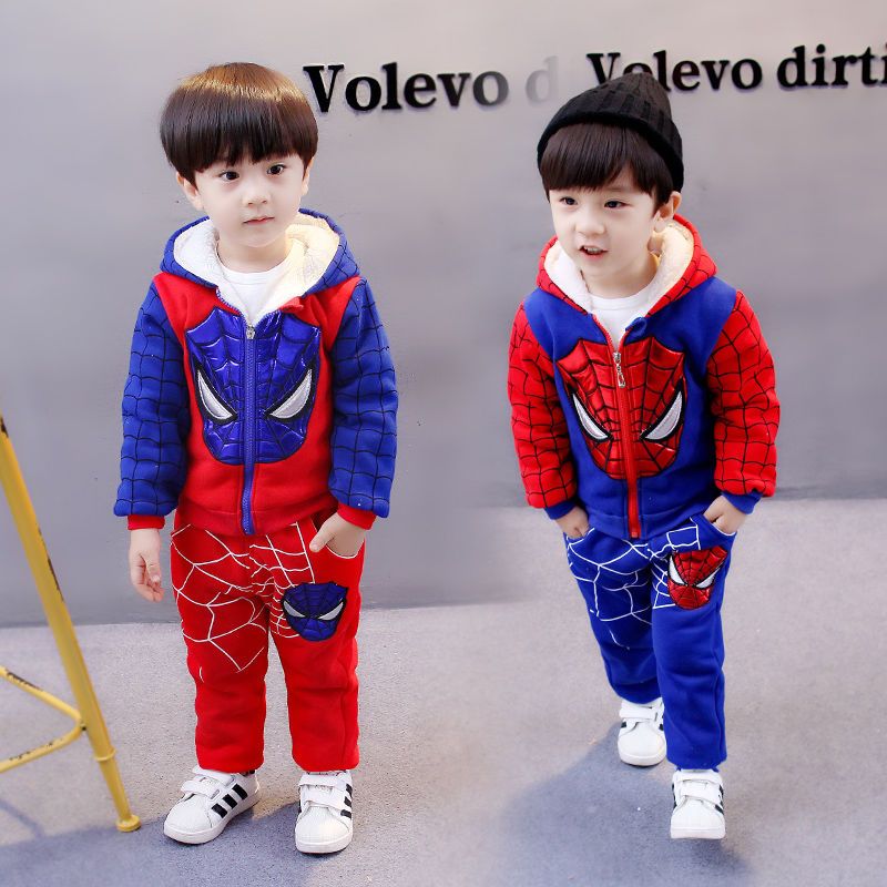 男童冬裝蜘蛛俠童裝套裝衣服兒童秋冬季加絨加厚寶寶帥氣兩件套潮