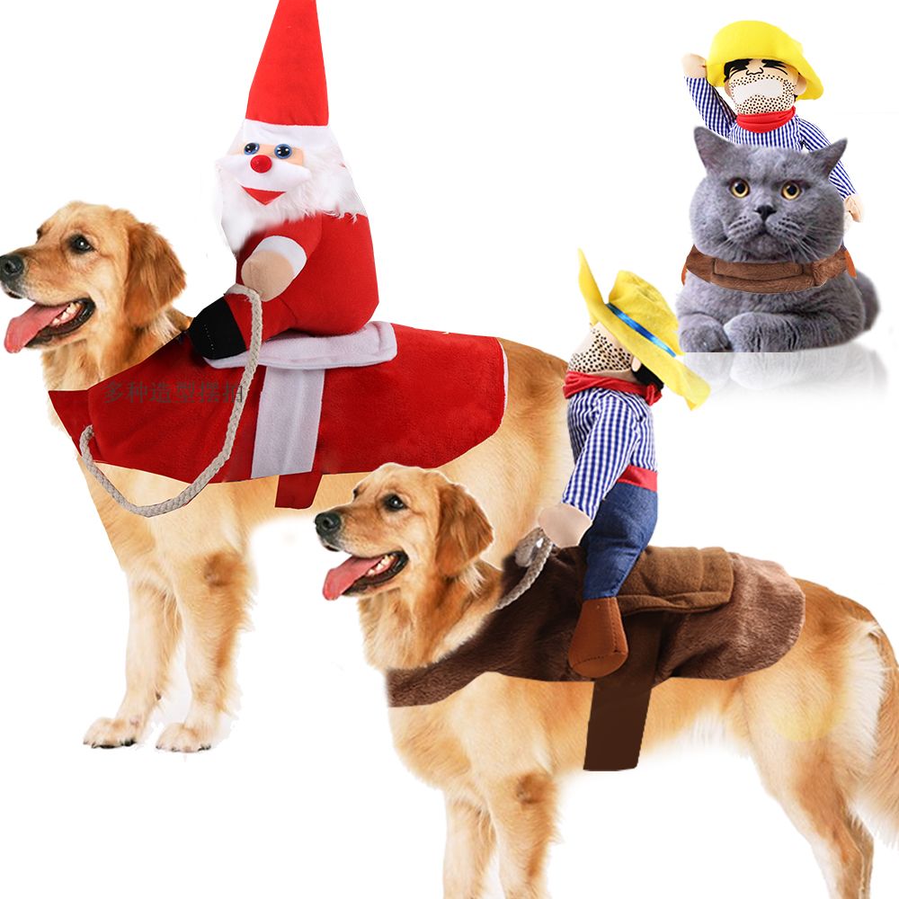 Big dog horse riding Christmas day dog cat clothes autumn new style funny big dog golden hair