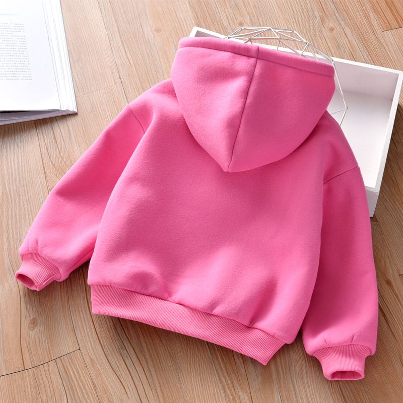 Thickened sweater for girls autumn / winter 19 new hooded children's top Korean version warm children's Pullover baby cute