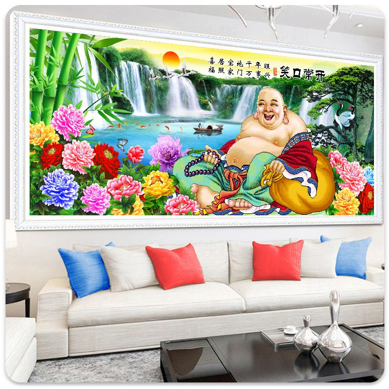 十字绣钻石画满钻2021新款客厅画笑口常开弥勒佛流水生财贴钻石绣