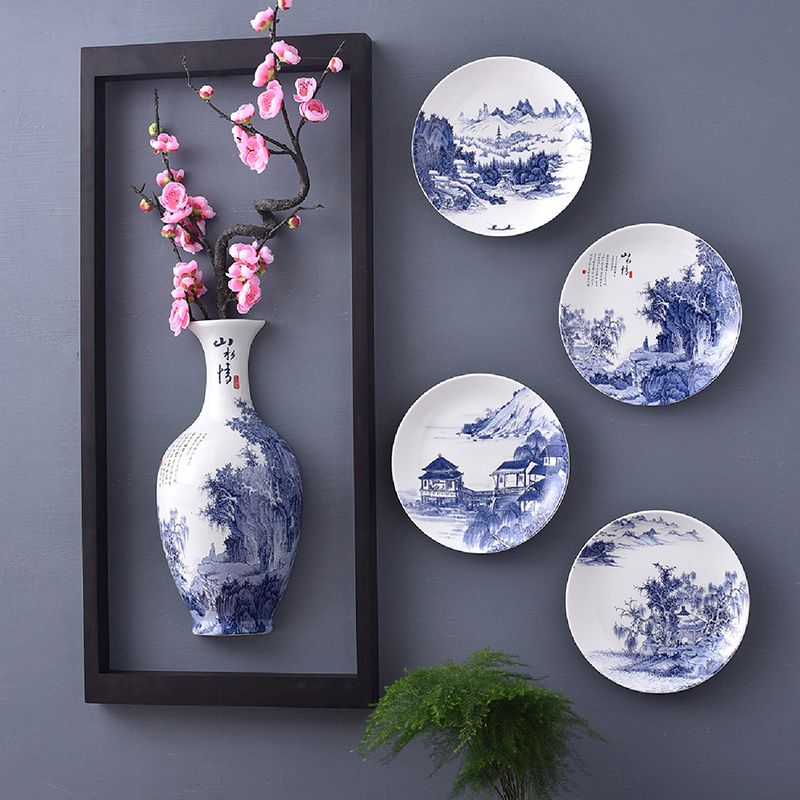 墙面壁饰家居壁饰挂件客厅墙面装饰品背景墙上立体挂花瓶花盆盘子 虎窝拼