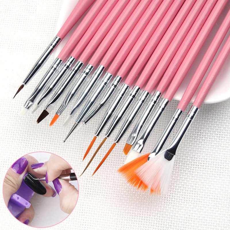 [15 manicure tools, colored drawing sets, drawing brushes, full set] nail polish, pencil, carving brushes.