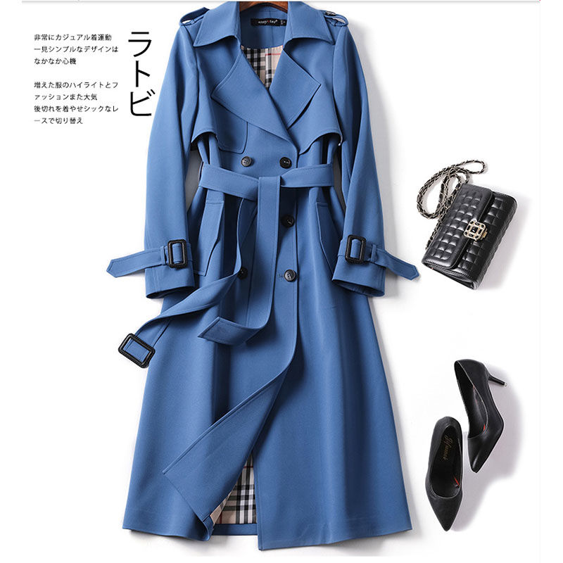 Windbreaker women's mid-length  spring and autumn new Korean version of the large size small popular British style coat over the knee coat