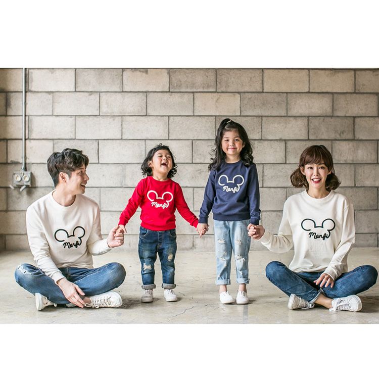 Parent child spring and autumn new Mickey cotton T-shirt photo suit long sleeve sweater