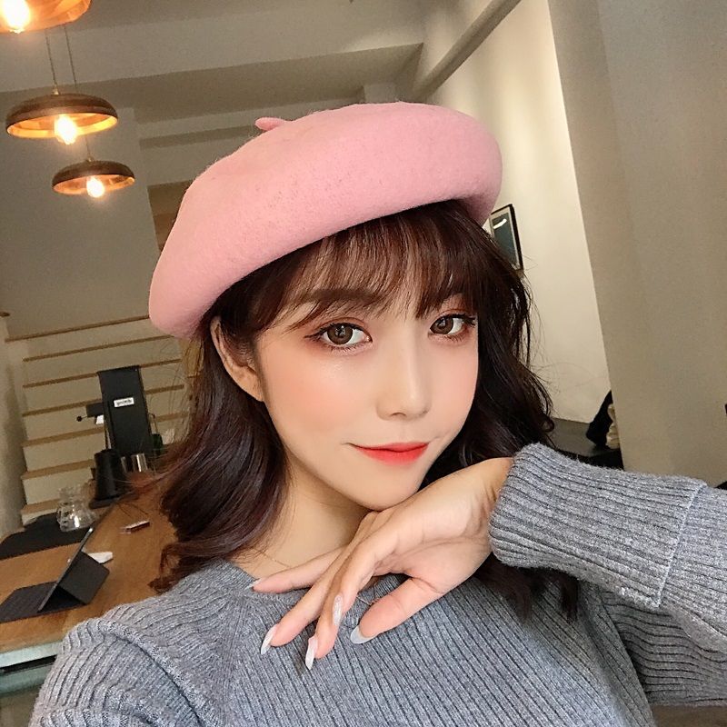 Hat woman autumn winter woolen Beret Korean version versatile pumpkin hat female painter retro Japanese hat student trend