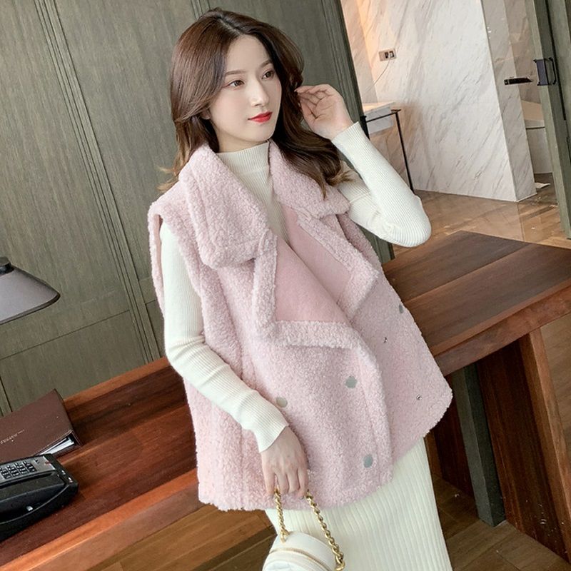 Autumn and winter Plush vest vest vest female 2020 new college style loose and slim sleeveless shoulder jacket