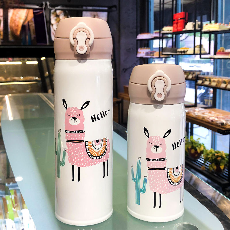 Korean version of INS male and female students 304 stainless steel thermos cup cartoon cute small fresh water cup lovers boudoir tea cup