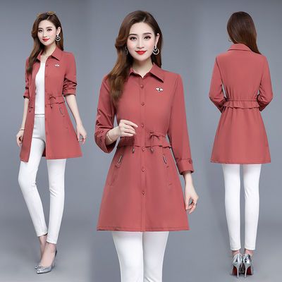 【武汉好货】薄风衣女中长款2019春夏收腰小个子妈妈装薄款外套女