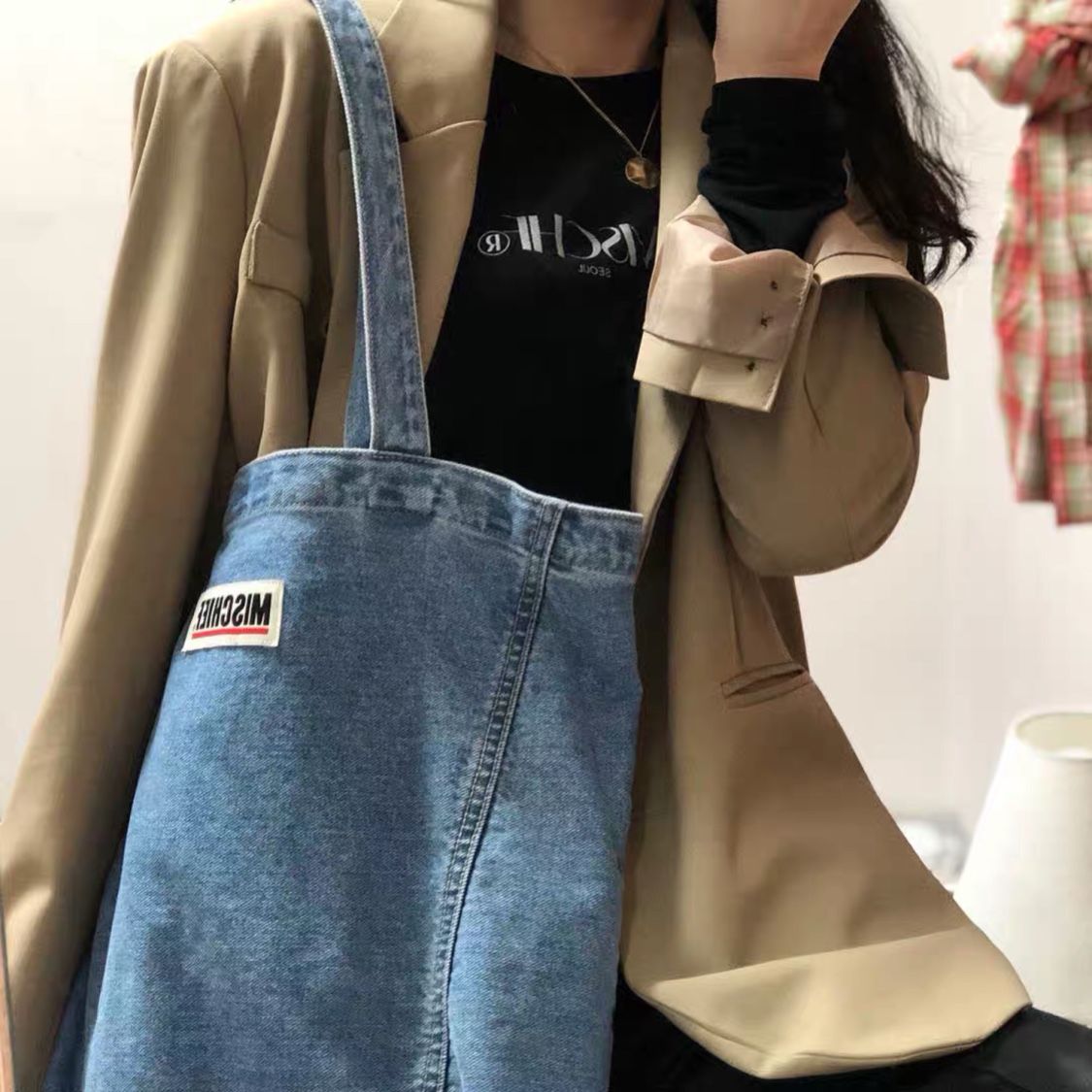 包包女2023新款潮韓版復古小清新帆布牛仔女包單肩包大容量購物袋