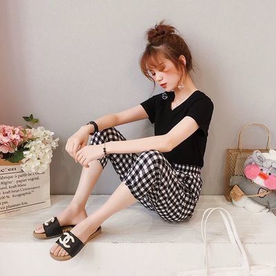 格子套装女夏夏装