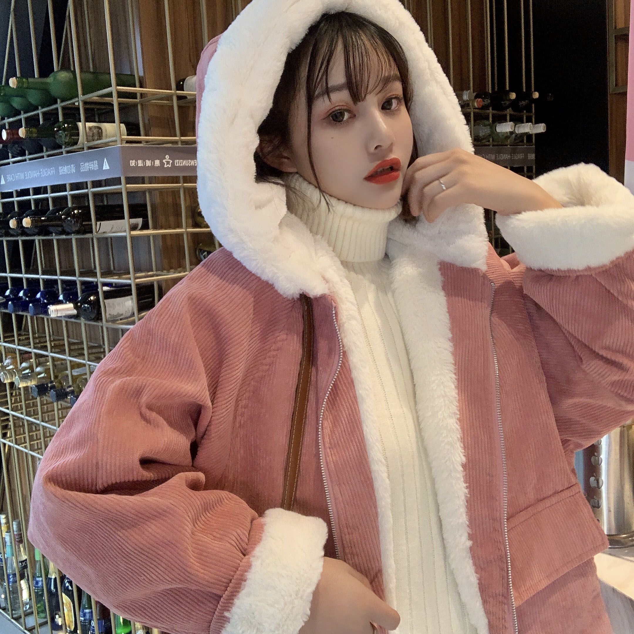 Plush & amp; thickened winter coat Korean 2020 new versatile & amp; loose Harajuku corduroy cotton jacket fashion