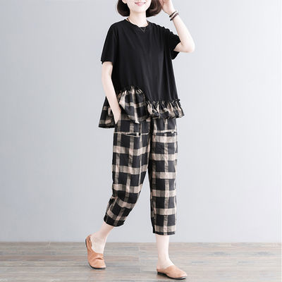 格子套装女夏夏装