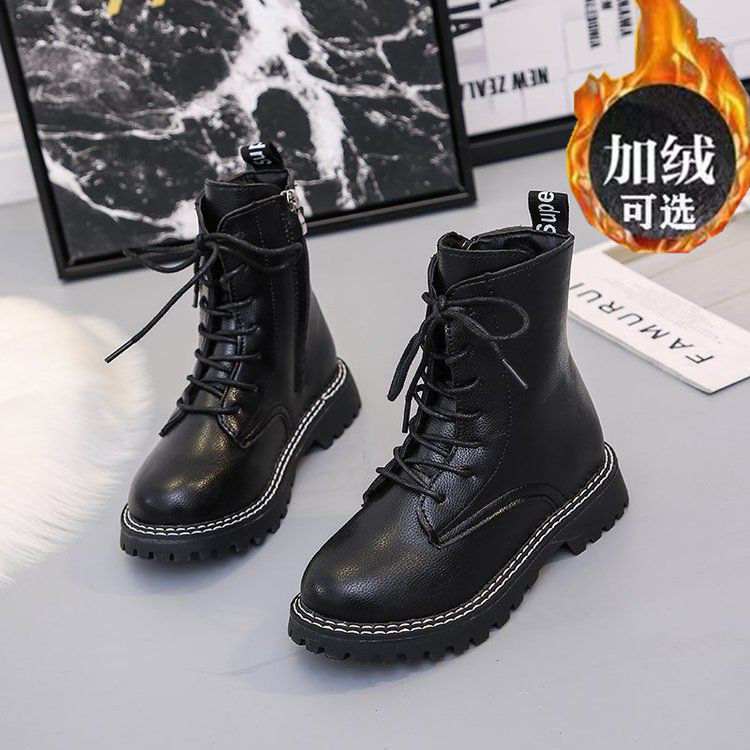 Girls' Martin boots 2020 new fall and winter Plush British style children's shoes short boots boys' two cotton shoes