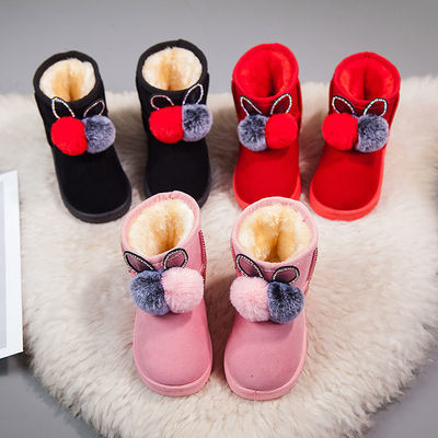女童雪地靴冬季儿童棉鞋保暖中筒靴软底中大童男女孩加绒短靴子