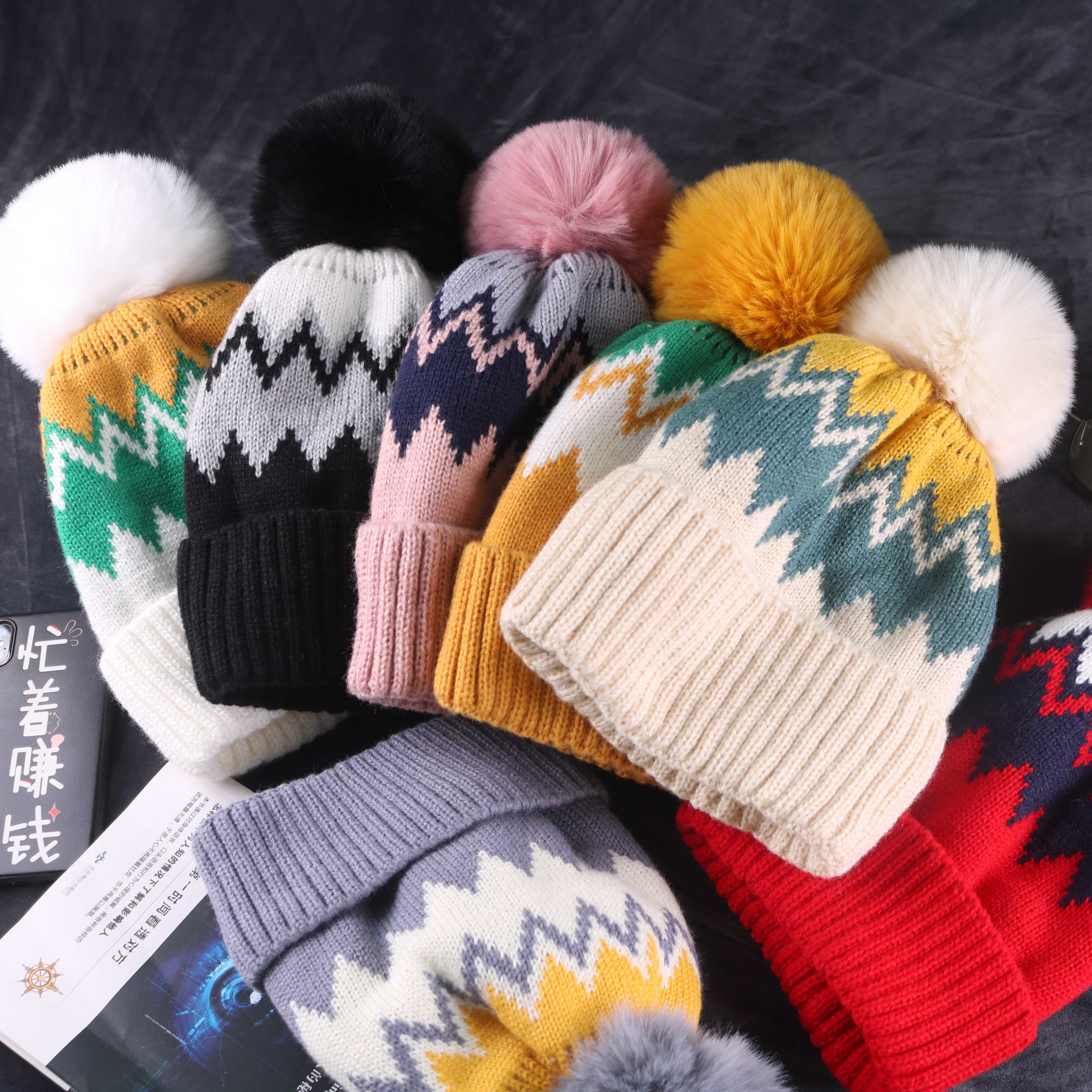 Fleece Thick Knitted Wool Hat Women's Autumn and Winter Korean Version Versatile Casual Warm Sweet Cute Trendy Korea