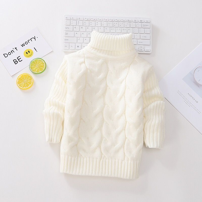 Autumn and winter new children's sweater boy's Round Neck Sweater Girl's thickened Plush bottomed Pullover high neck sweater