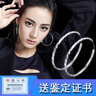 S990纯银耳环夸张大耳圈女个性气质日韩国 新长款圆环圆圈圈耳环