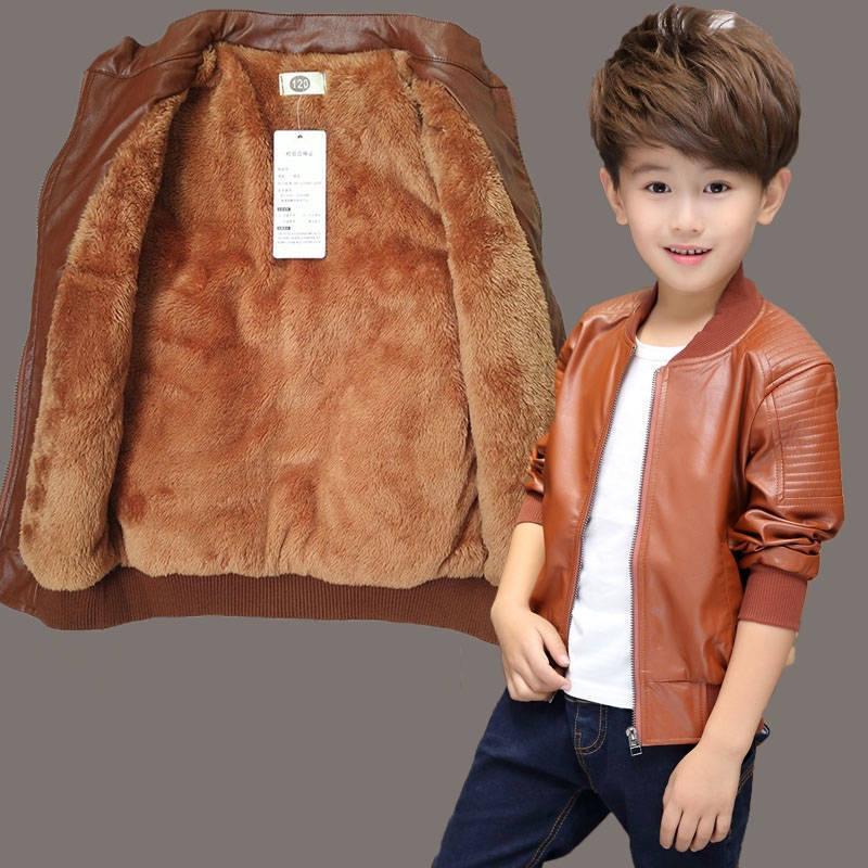 Shidiluo boys' autumn winter fur coat children's wear medium and large children's Leather Jacket Boys' Korean jacket baby's coat