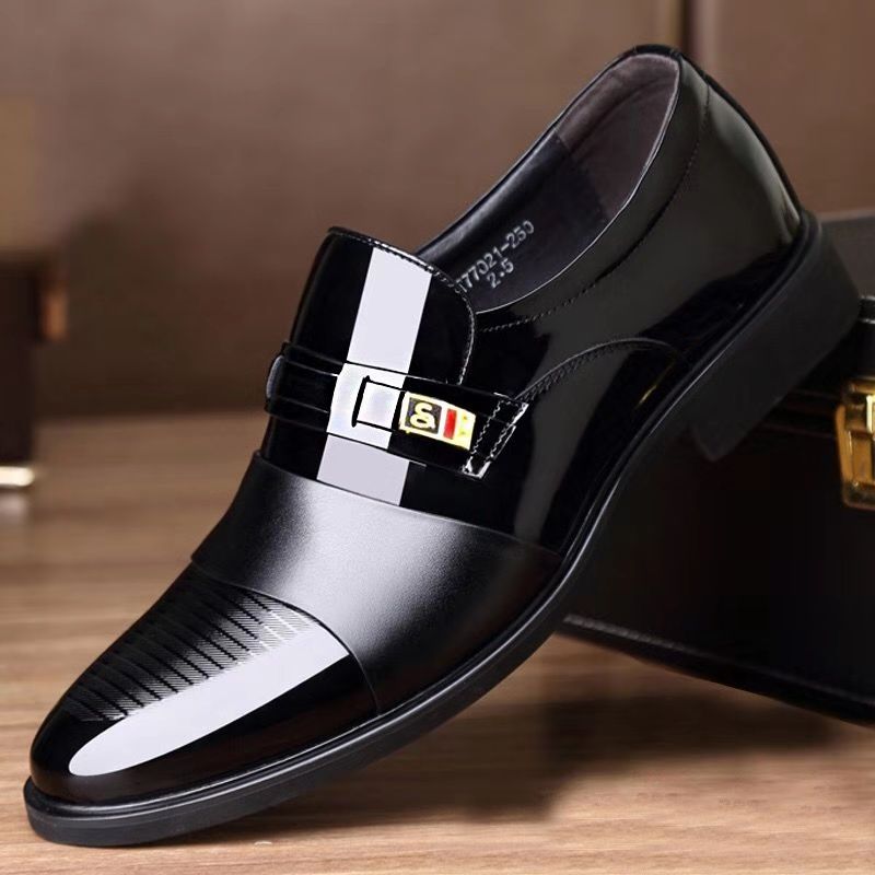 Leather shoes men's business dress shoes Korean British Pullover black casual leather shoes youth spring men's shoes trend