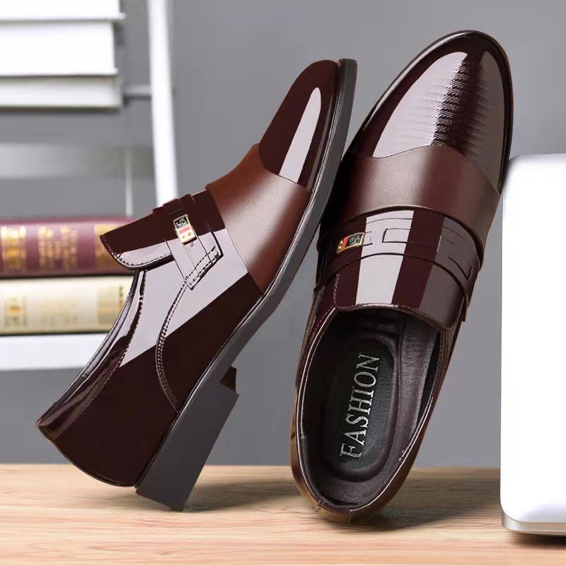 Leather shoes men's business dress shoes Korean British Pullover black casual leather shoes youth spring men's shoes trend
