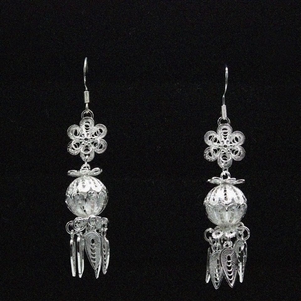 耳坠女苗银耳环流苏耳环气质汉服耳饰民族风复古风配饰孔雀纪念品