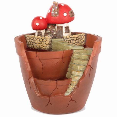 Creative succulent plant hanging garden office table top potted ornaments resin moss micro landscape mushroom house flower pot