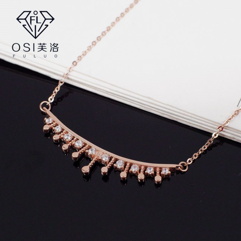 osi  芙洛珠宝纯俄罗斯585紫金14k金紫金项链坠彩金时尚百搭款