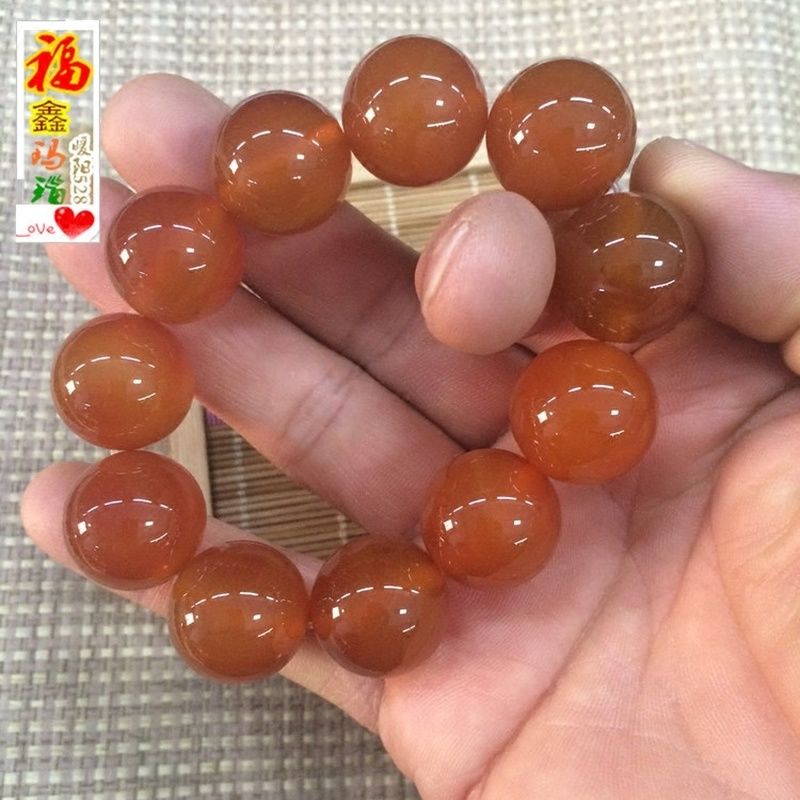 阜新玛瑙福鑫冰透宝石级红玛瑙手链本命年天然男女