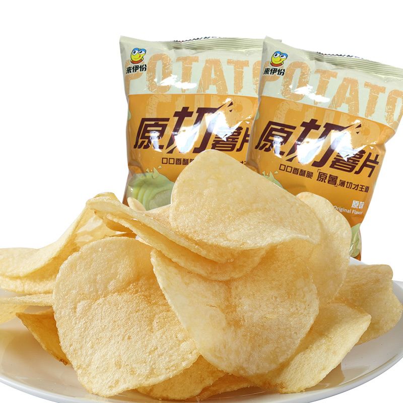 来伊份原切薯片番茄味原味5包约240克膨化休闲零食小吃来一份