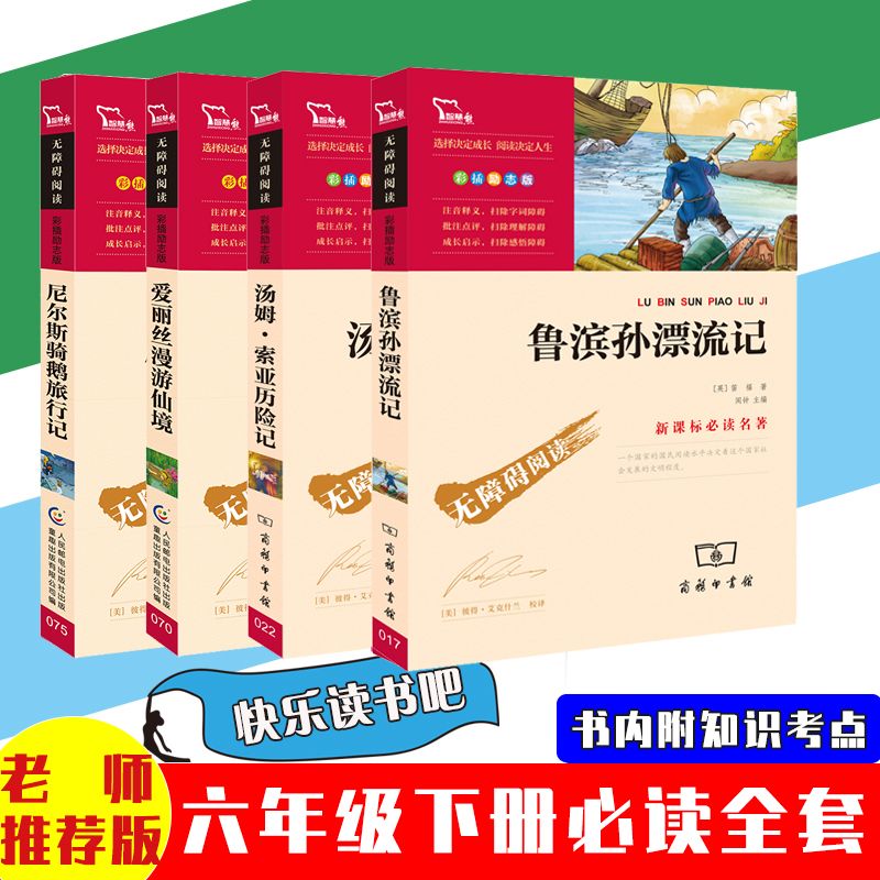 快乐读书吧 六年级必读课外书鲁滨逊漂流记爱丽丝漫游奇境记