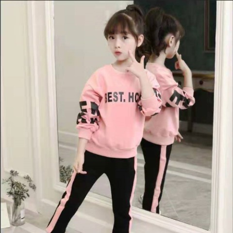 Girl's suit spring and autumn winter new foreign style big children leisure lovely long sleeve loose fashion sports Korean version of Chaobao