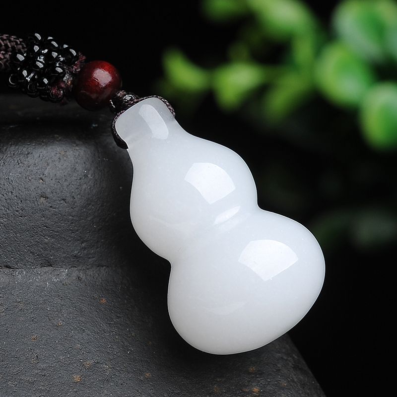 正品新疆和田金丝白玉葫芦挂件项坠羊脂级吊坠昆仑玉福禄玉石坠子