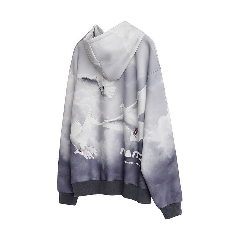 Autumn and winter Plush sweater lovers' loose hooded gradients tie dyed Hong Kong style student hoodies fashion brand clothes