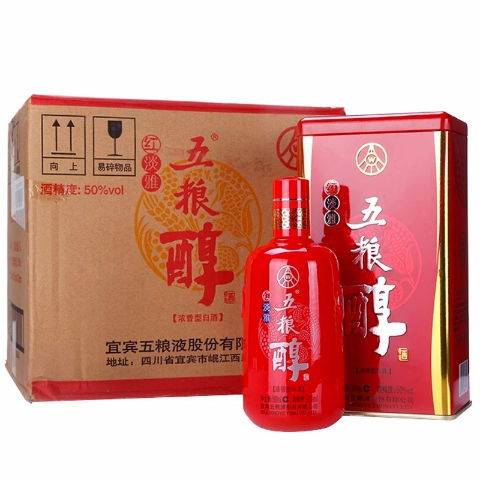 整箱6瓶五粮液五粮醇红淡雅50度500ml浓香型白酒促销正品五粮醇酒【2