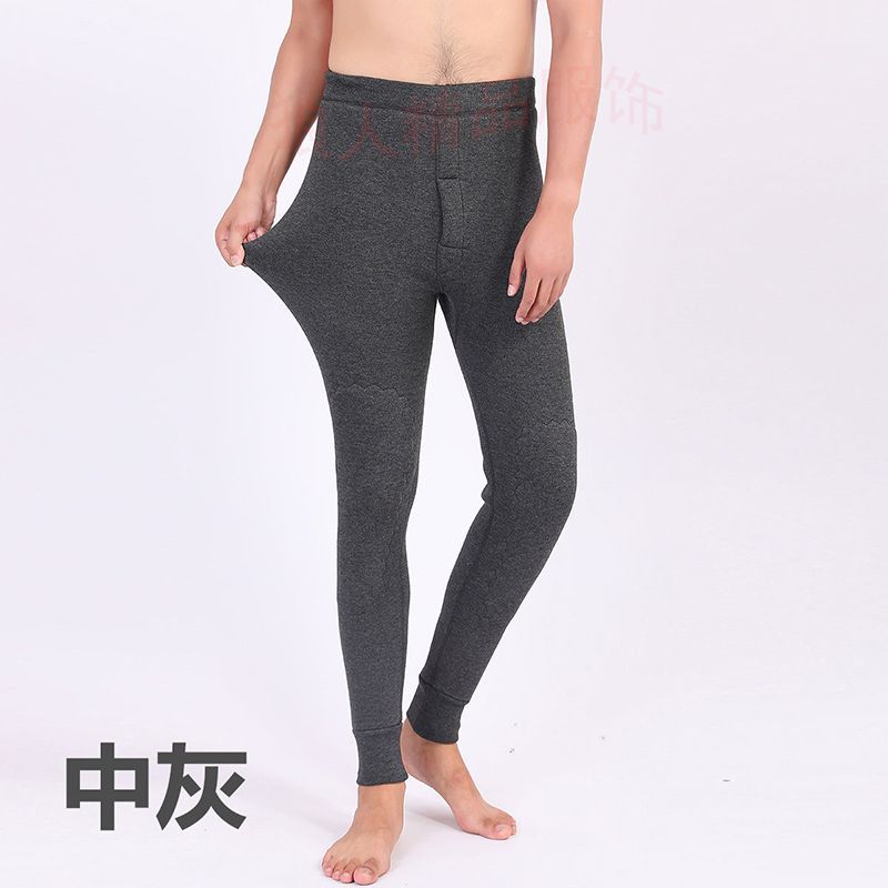 Extra fat and enlarged men's thermal pants cotton pants men's plus velvet thickened leggings autumn pants men's woolen pants slim winter line pants