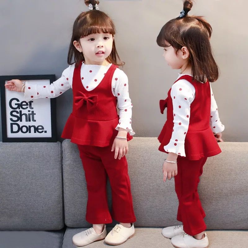 Children's wear girls set fall / winter 2020 new girl baby long sleeve children's foreign style three piece set 2 years old 3 years old 6