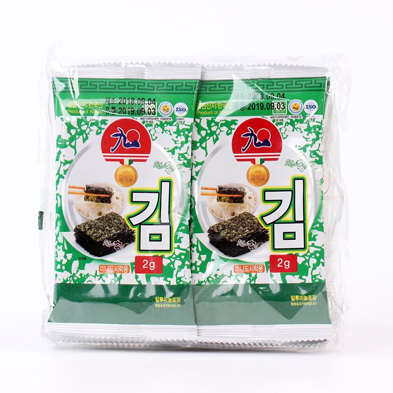106134-【九日】韩国进口海苔2g袋装迷你原味包饭海苔片紫菜即食零食-详情图