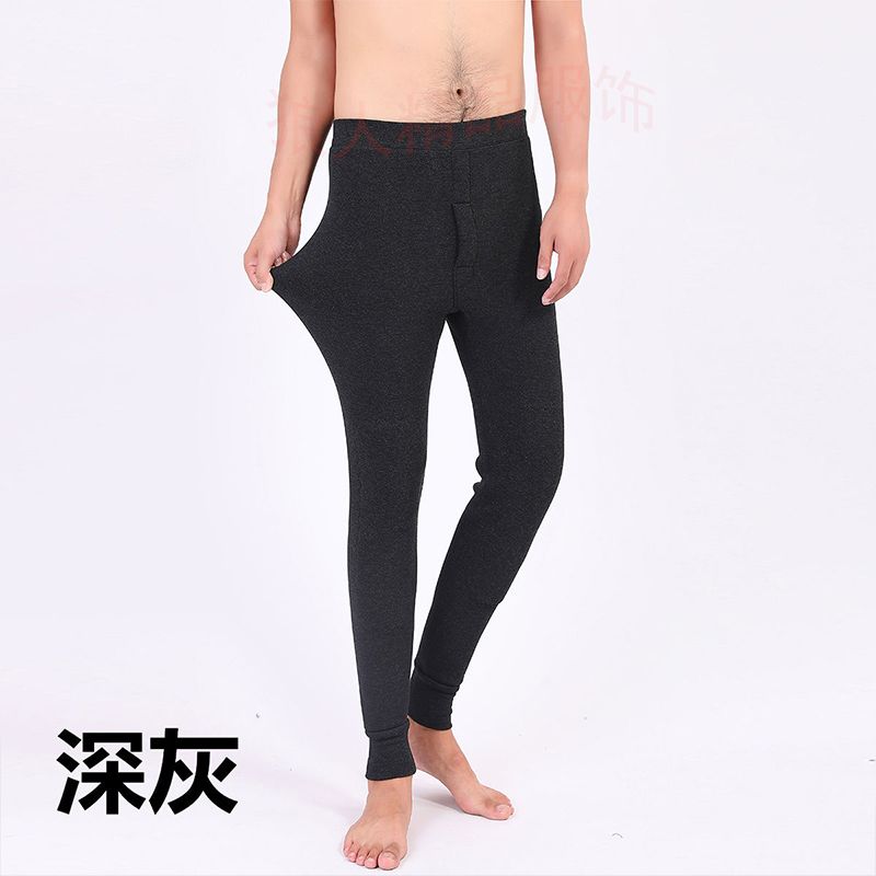 Extra fat and enlarged men's thermal pants cotton pants men's plus velvet thickened leggings autumn pants men's woolen pants slim winter line pants