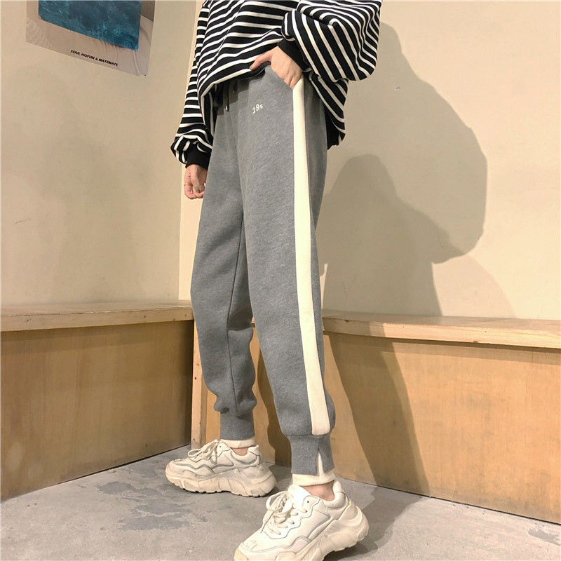 Autumn and winter plush and thickened Harlan pants Korean version loose and thin outer wear leisure sports trousers