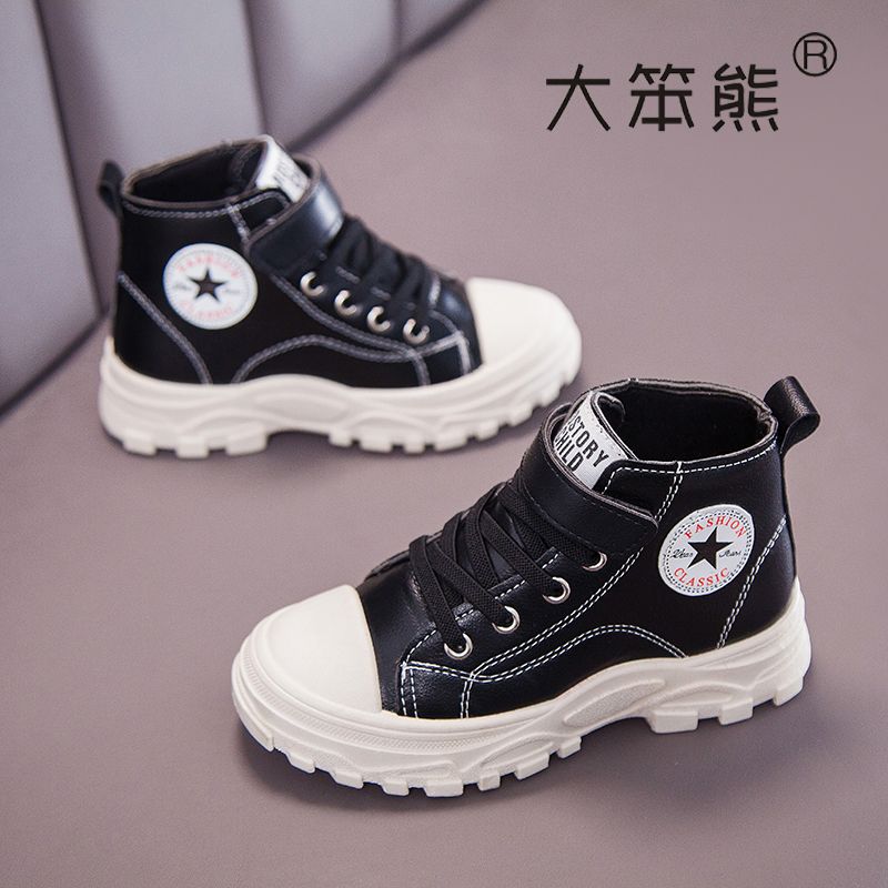 Winter boots fashion Baotou anti kicking high top boys and girls' shoes British plush cotton warm Martin boots
