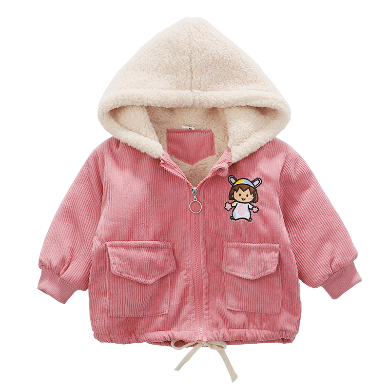 女童秋冬装外套儿童秋季女宝宝条绒夹袄加绒加厚棉衣网红洋气大衣