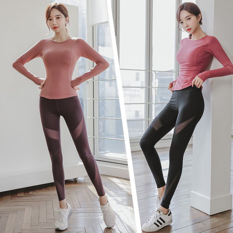 2020瑜伽服女套装新款秋冬性感运动健身服紧身速干上衣短袖带胸垫