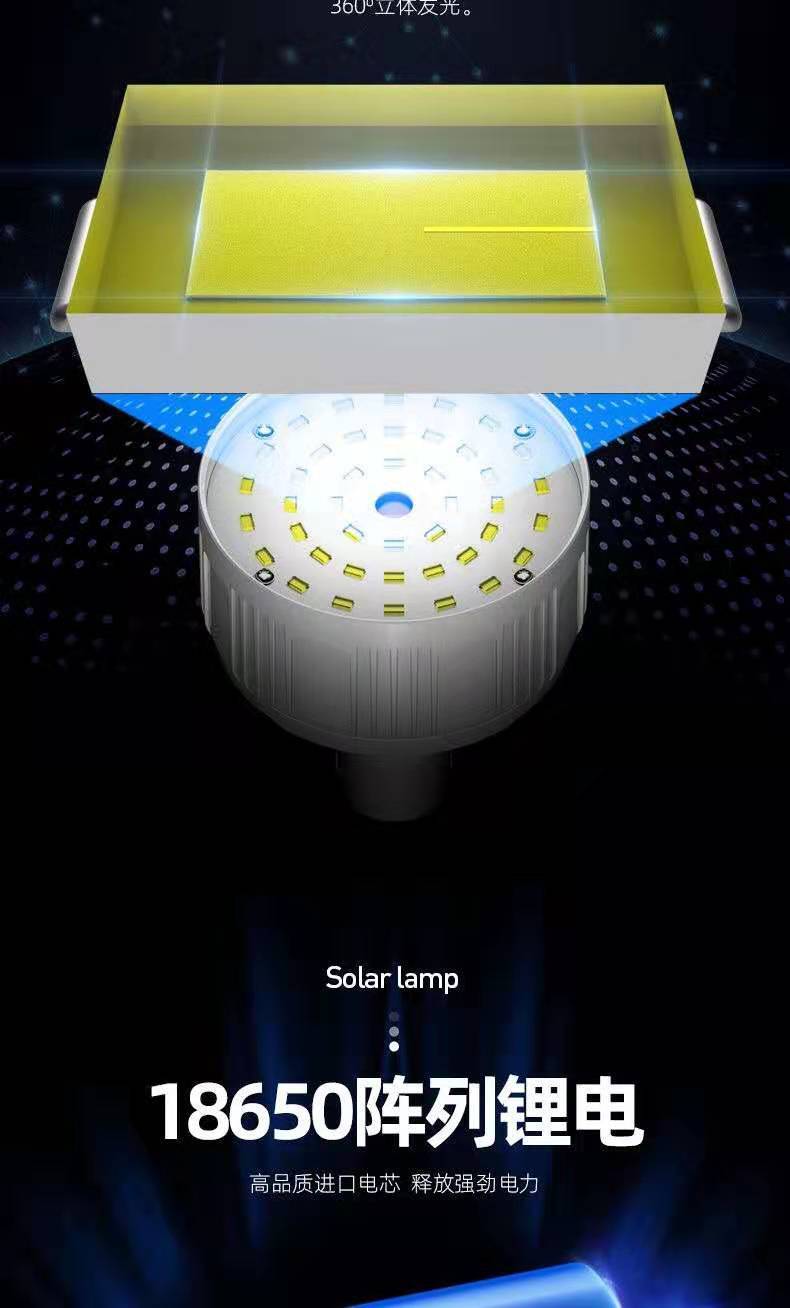 超亮遥控太阳能充电灯泡家用移动LED夜市灯摆摊照明无线停电应急