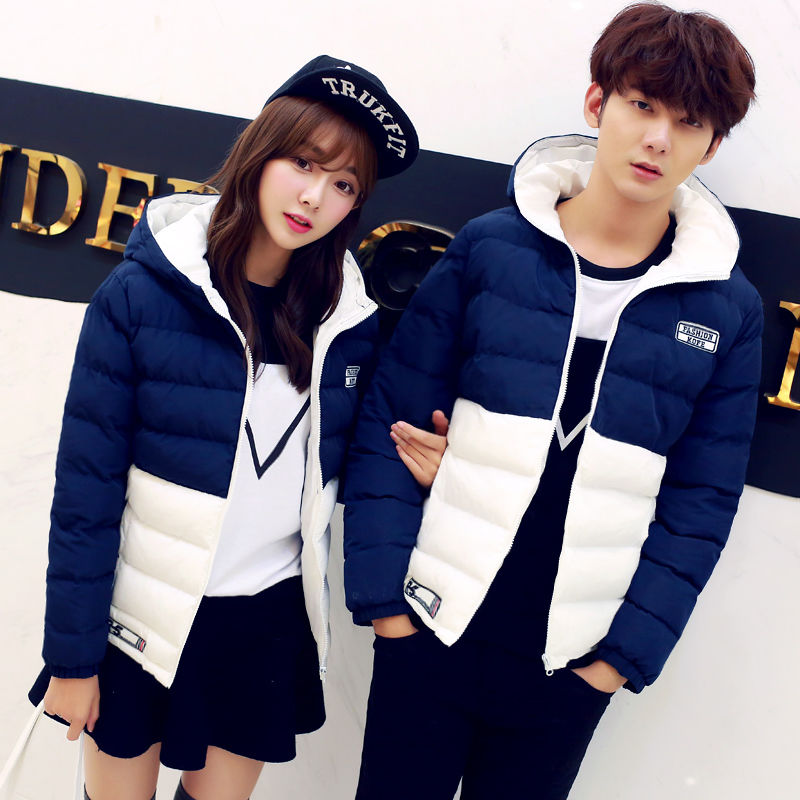 2023 new winter clothes Korean version of self-cultivation couple short cotton-padded jacket hooded men and women warm cotton-padded jacket students