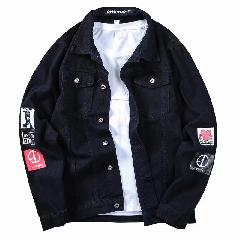 Fashion brand youth denim jacket men's Korean version slim casual fashion top fashion hole fashion versatile