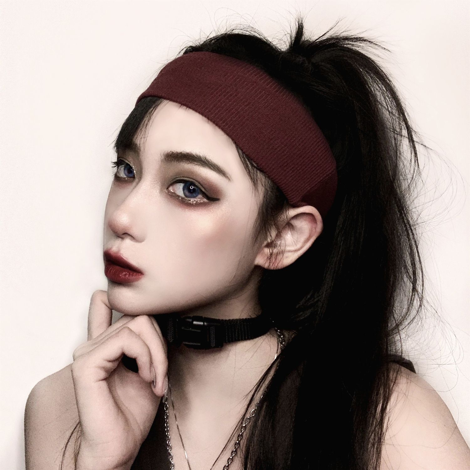 日韩暗黑酷冷痞帅黑色头巾嘻哈街头原宿朋克中性风ins发带男女潮