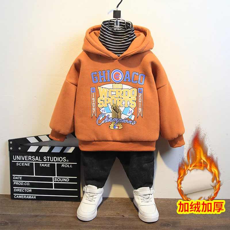 Boys' Plush sweater autumn and winter 2020 new Korean version of children's thickened top warm and handsome Baby Trend